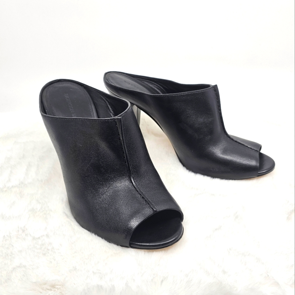 Sigerson Morrison black leather slip in heel mules Size 9.5